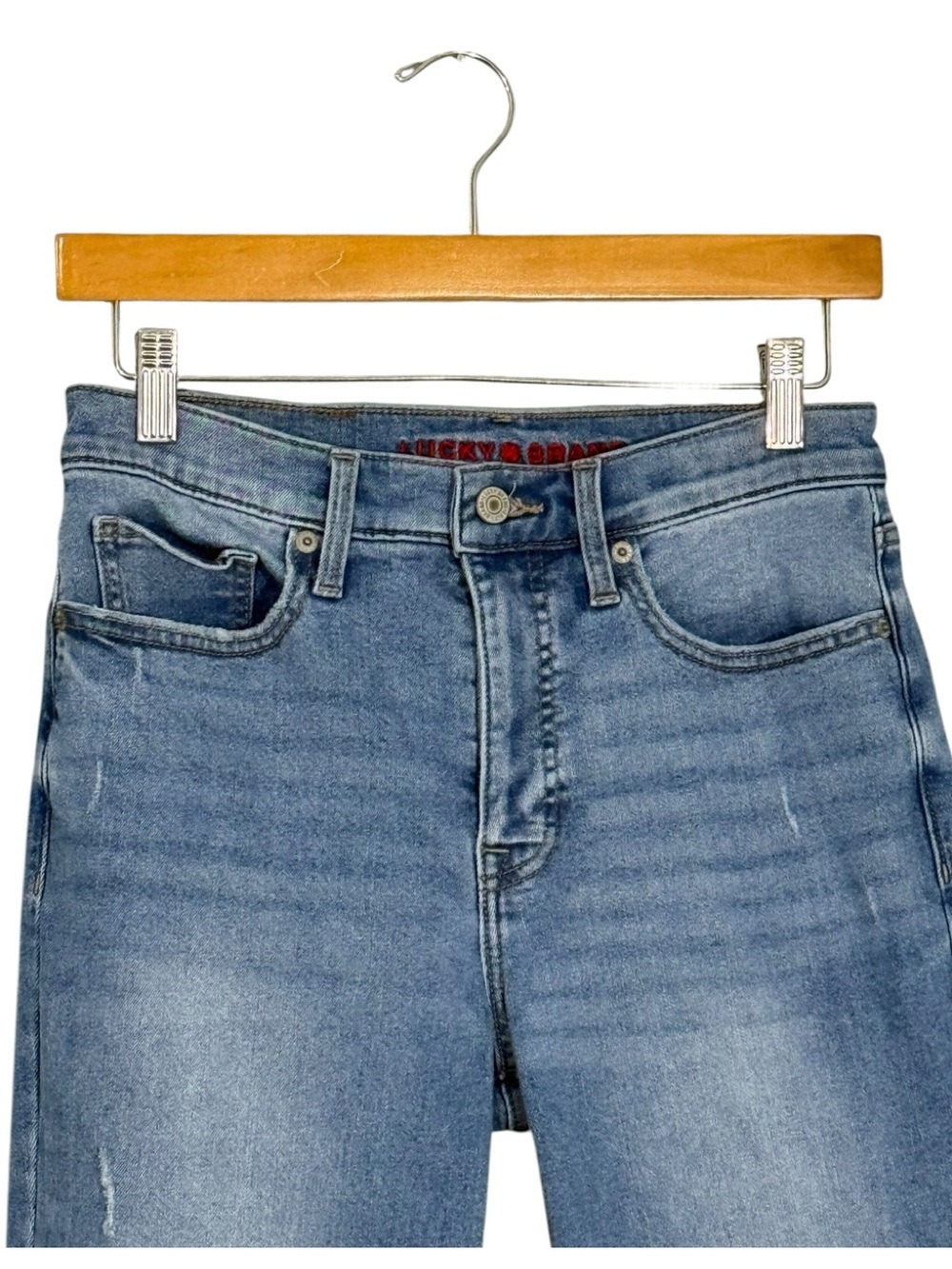 Lucky Brand Stevie High Rise Flare Jeans Light Wash Raw Hem Women’s 28 - Picture 3 of 13